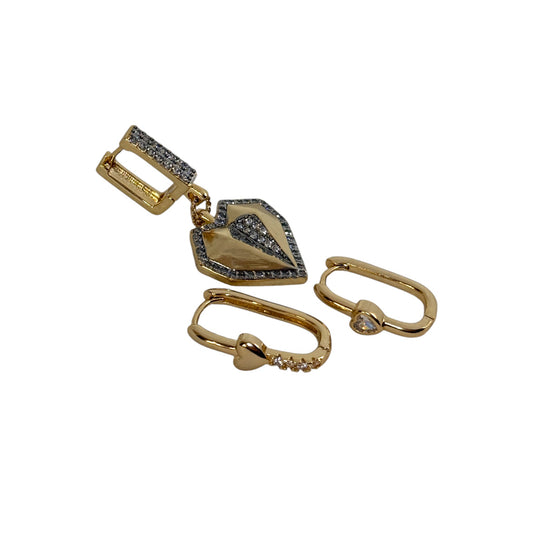 Facet Heart Earring Set