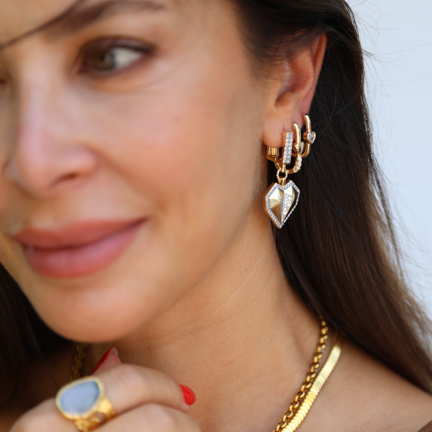 Facet Heart Earring Set