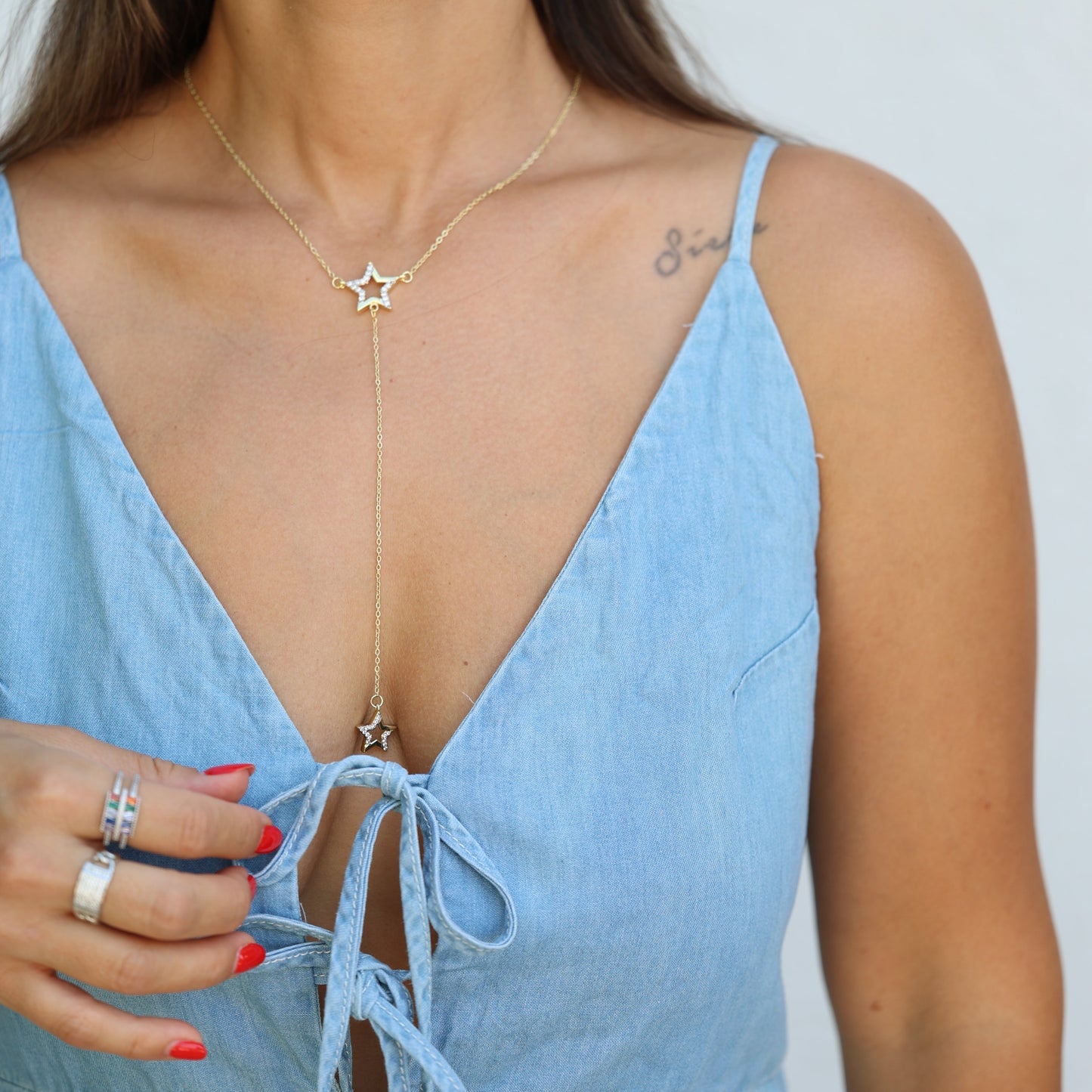 Candi Glow Necklace with Zircon Star Charms