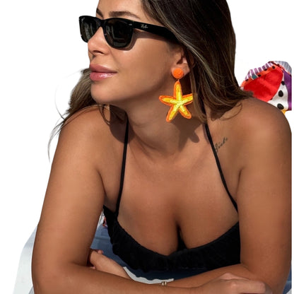 Starish Earrings – Handmade Cotton Crochet Starfish