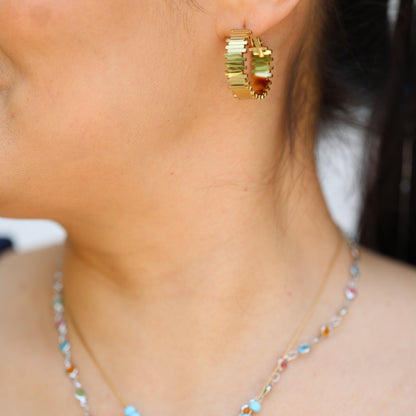 Gilded Brick Hoop Earrings