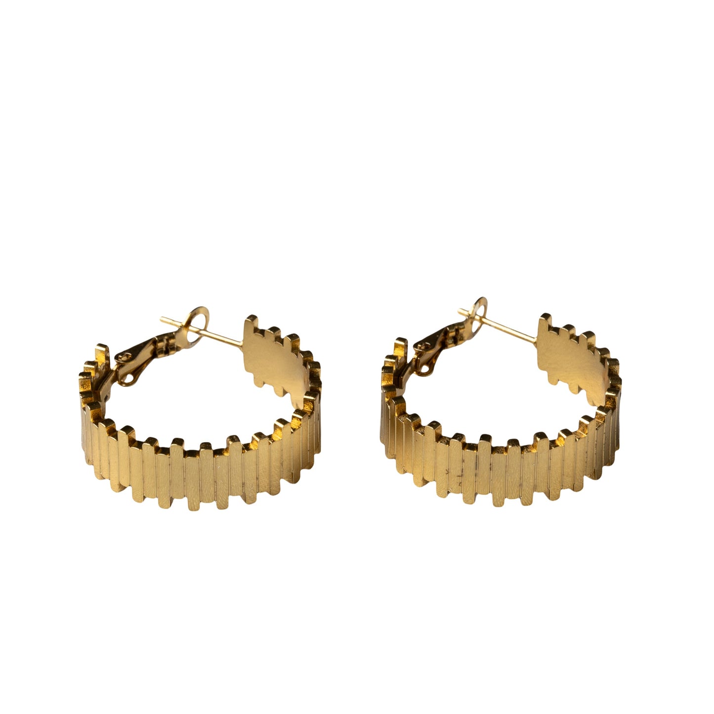 Gilded Brick Hoop Earrings